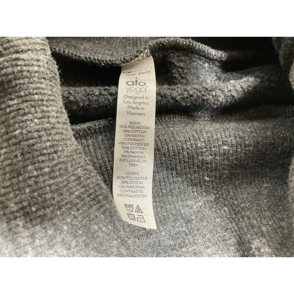 Alo Yoga Haze Funnel Neck Pullover Sweatshirt Gray Athleisure Athletic Womens L
